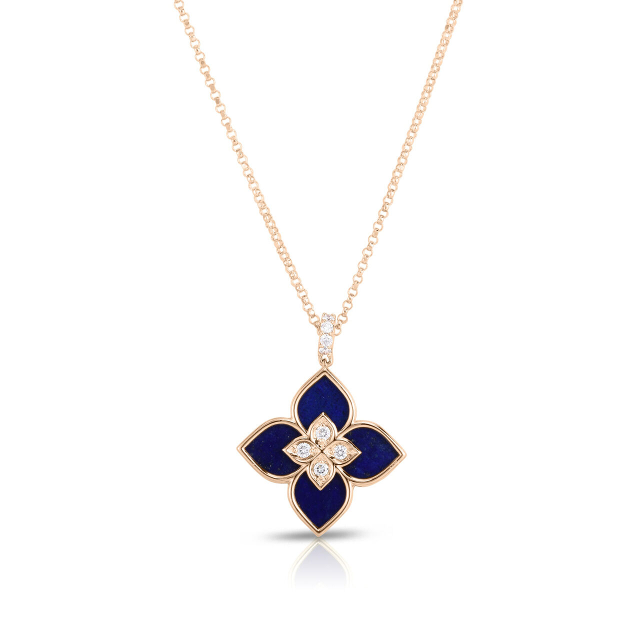 Venetian Princess Rose Gold Lapis-Lazuli and Diamond Pendant Necklace image number 0