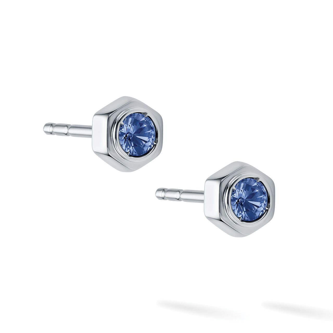 Sapphire and Silver Stud Earrings image number 2