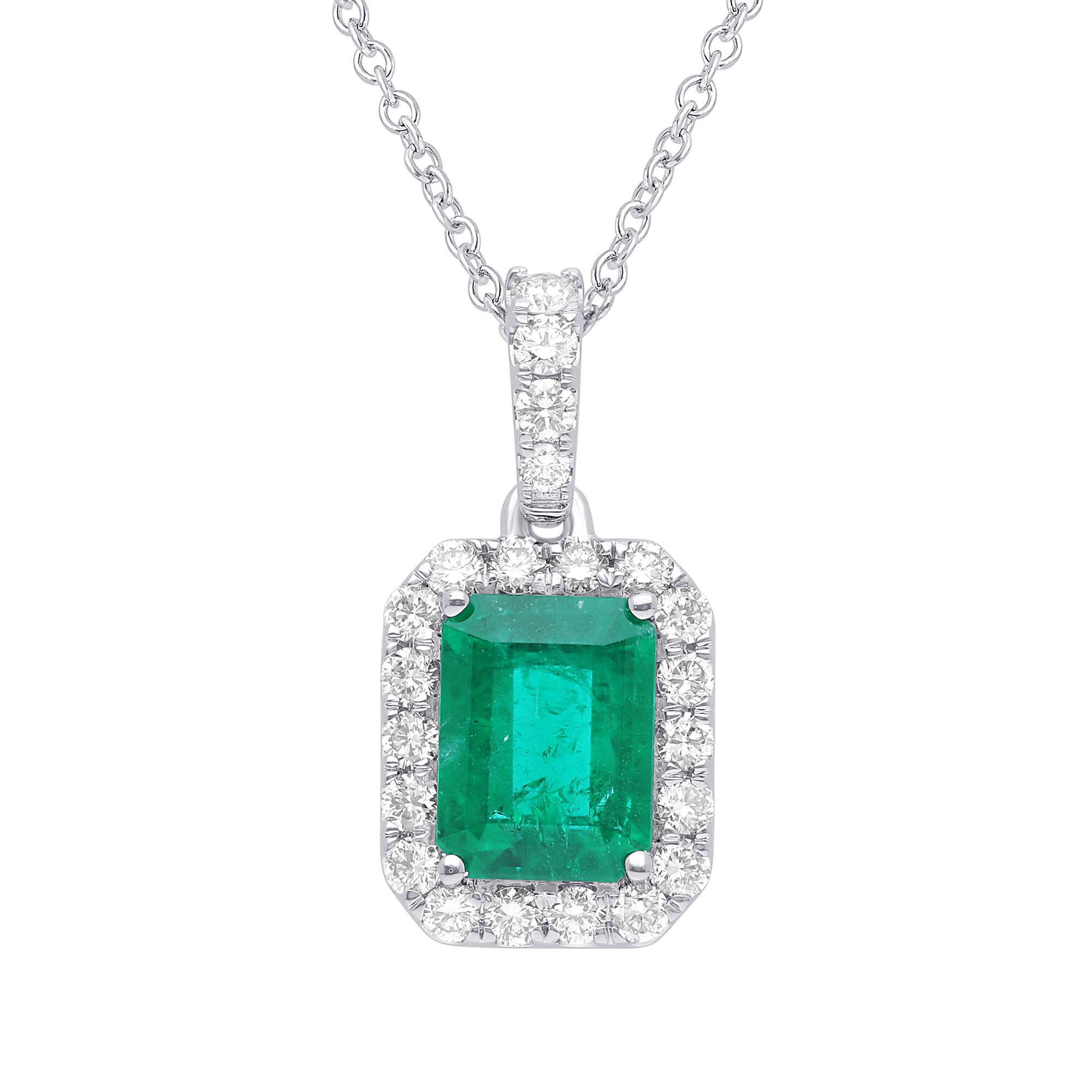 Emerald and diamond pendant hotsell
