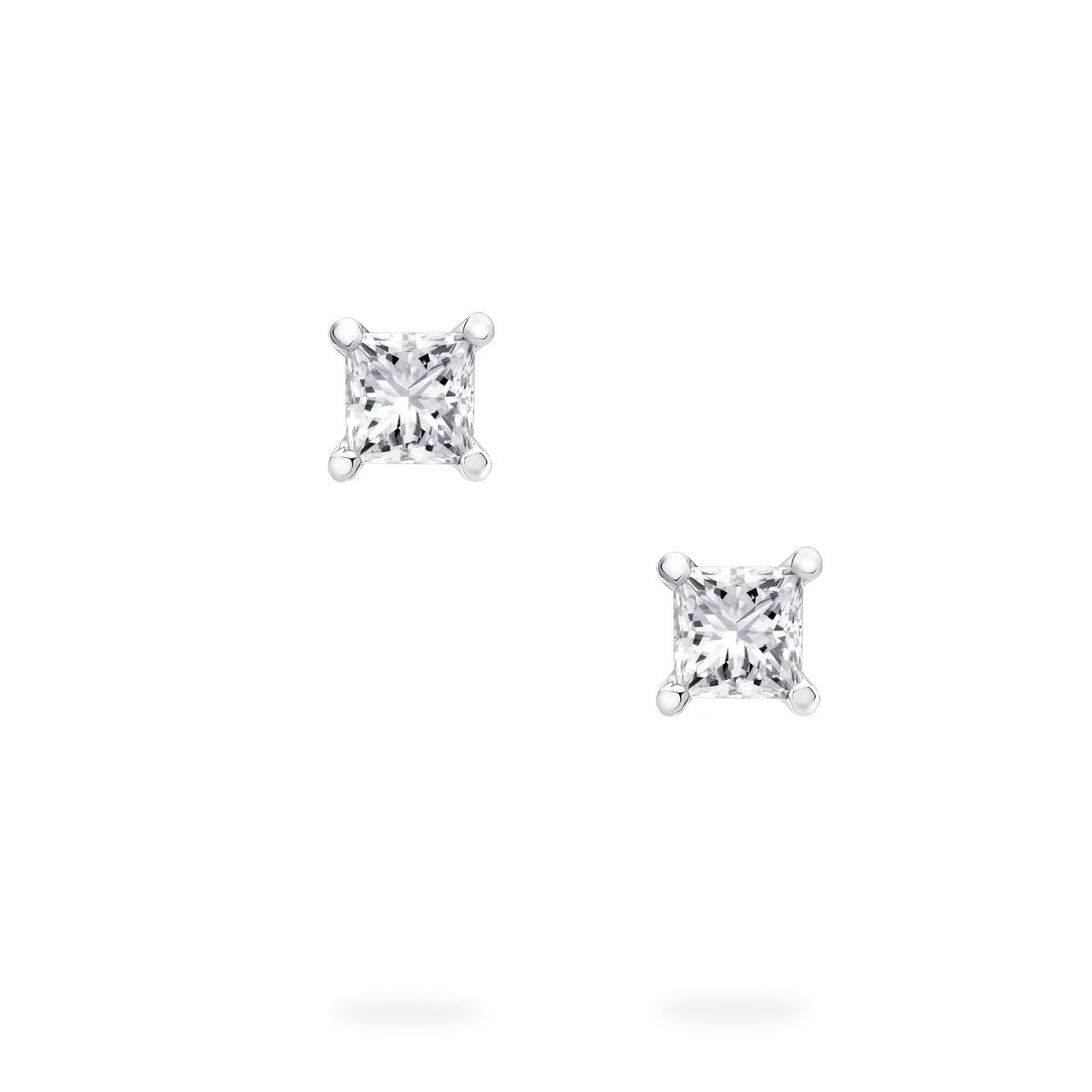 Birks Blue  Princess Cut Diamond Solitaire Earrings image number 2