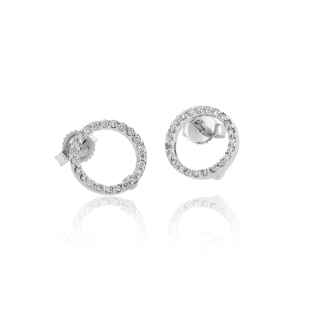 Tiny Treasures White Gold Diamond Extra Small Circle Earrings image number 0