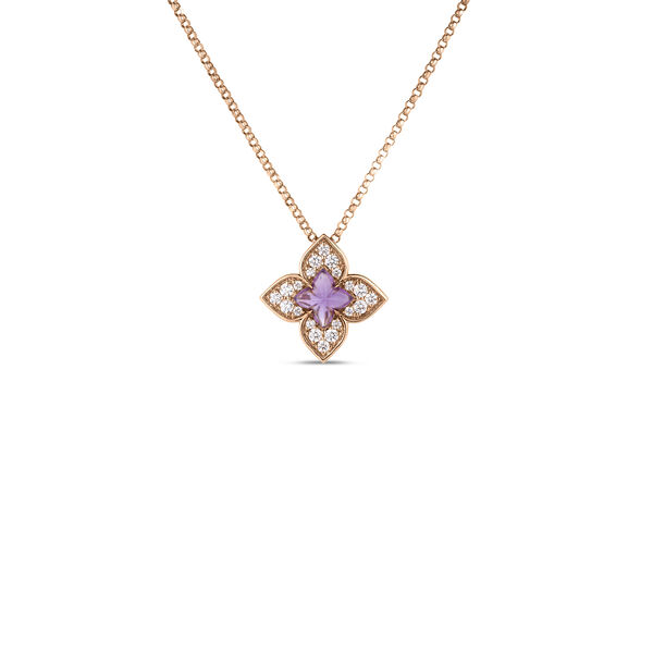 Pendentif Venetian Princess Carneval en or rose, améthyste et diamants, petit modèle