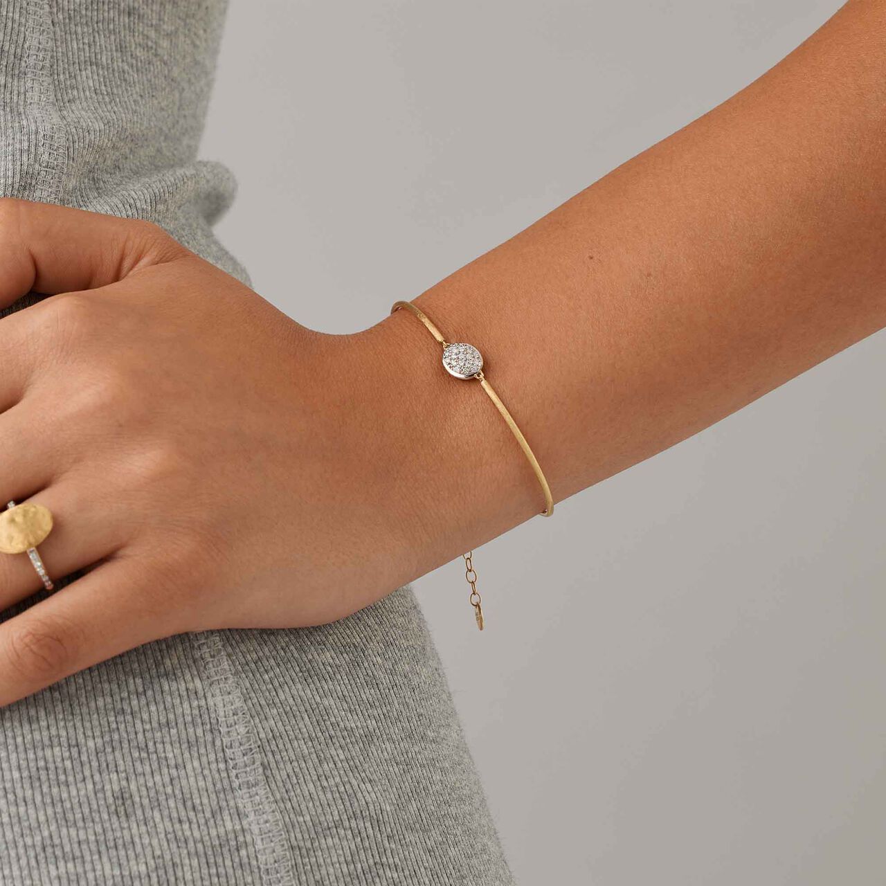 Marco Bicego Siviglia Yellow Gold and Diamond Bangle on Model image number 1
