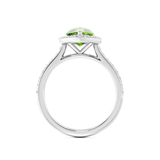 Birks Rosee du Matin Pear-Cut Peridot Ring with Halo and Pav&eacute; Band image number 3