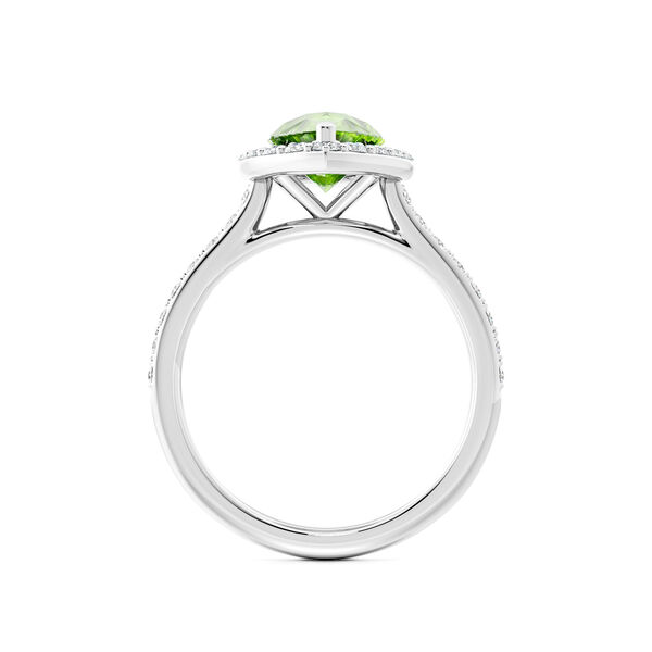 Pear-Cut Peridot Ring with Halo and Pav&eacute; Band