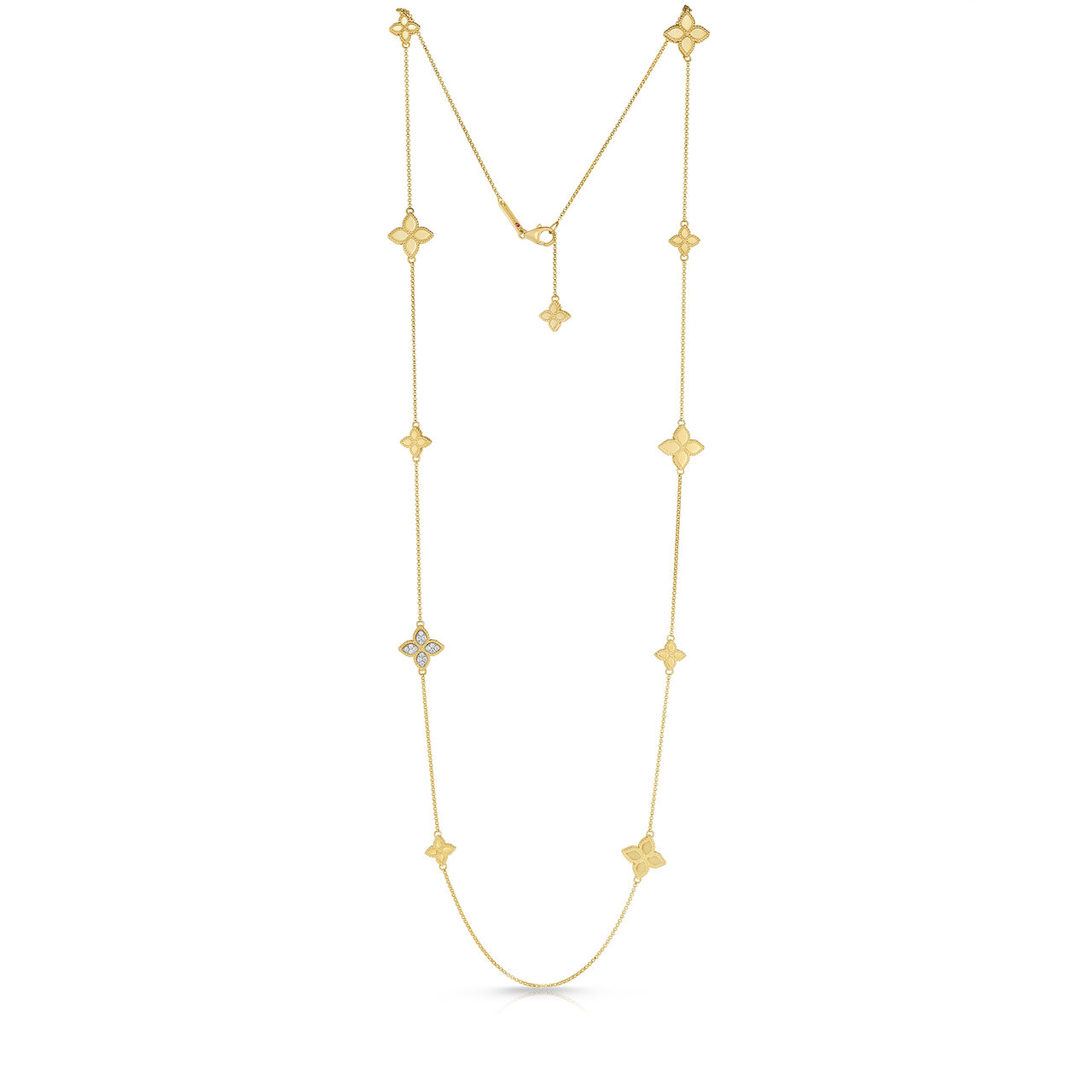 Princess Flower Yellow Gold and Diamond 6 Station Necklace image number 1