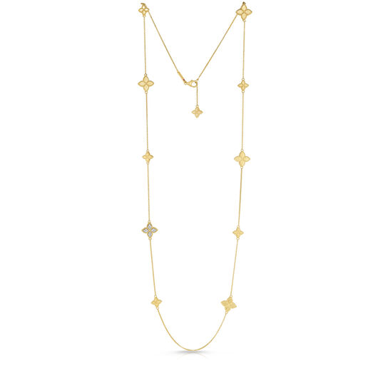 Princess Flower Yellow Gold and Diamond 6 Station Necklace image number 1