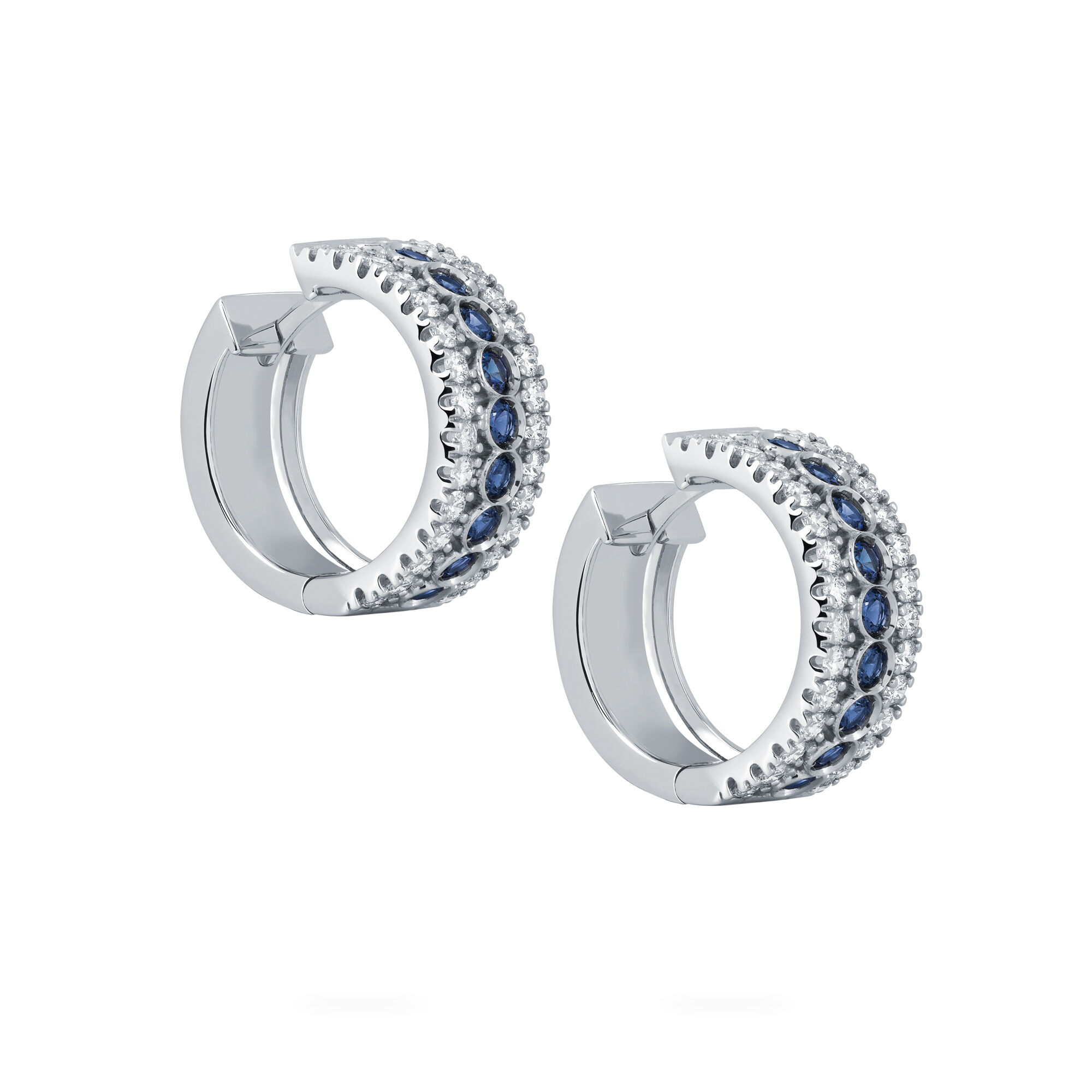 Birks Splash Sapphire and Diamond Huggie Earrings Necklace 18k White Gold