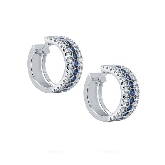 Diamond and Sapphire Hoop Earrings image number 2