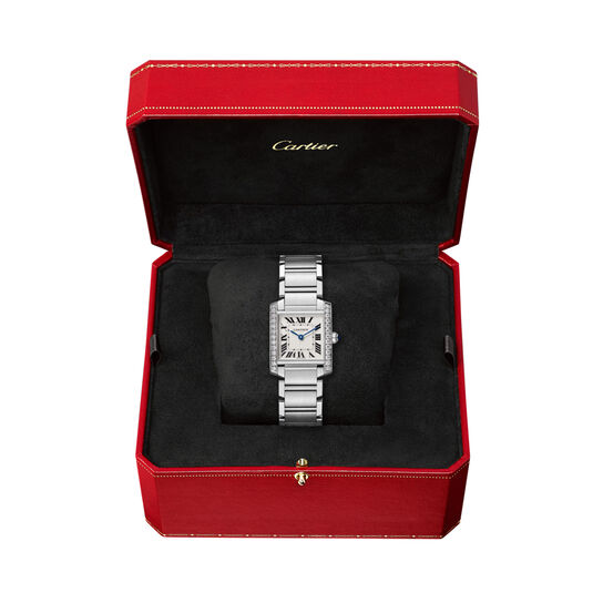Tank Française 30 X 25 mm quartz en acier inoxydable et diamants moyen modèle image number 2