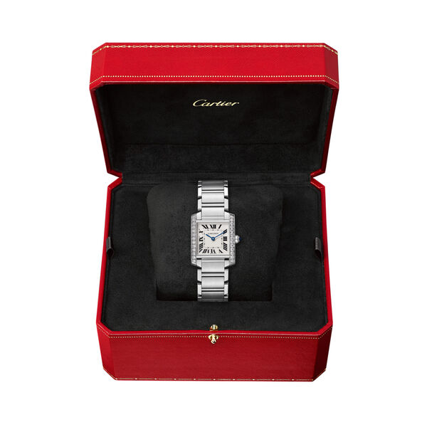 Tank Française 30 X 25 mm quartz en acier inoxydable et diamants moyen modèle
