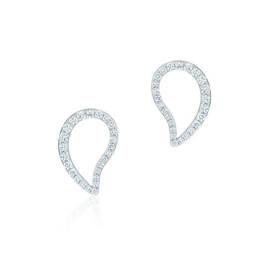 Birks Pétale Grosses boucles d'oreilles sur clou en or blanc serties de diamants image number 0