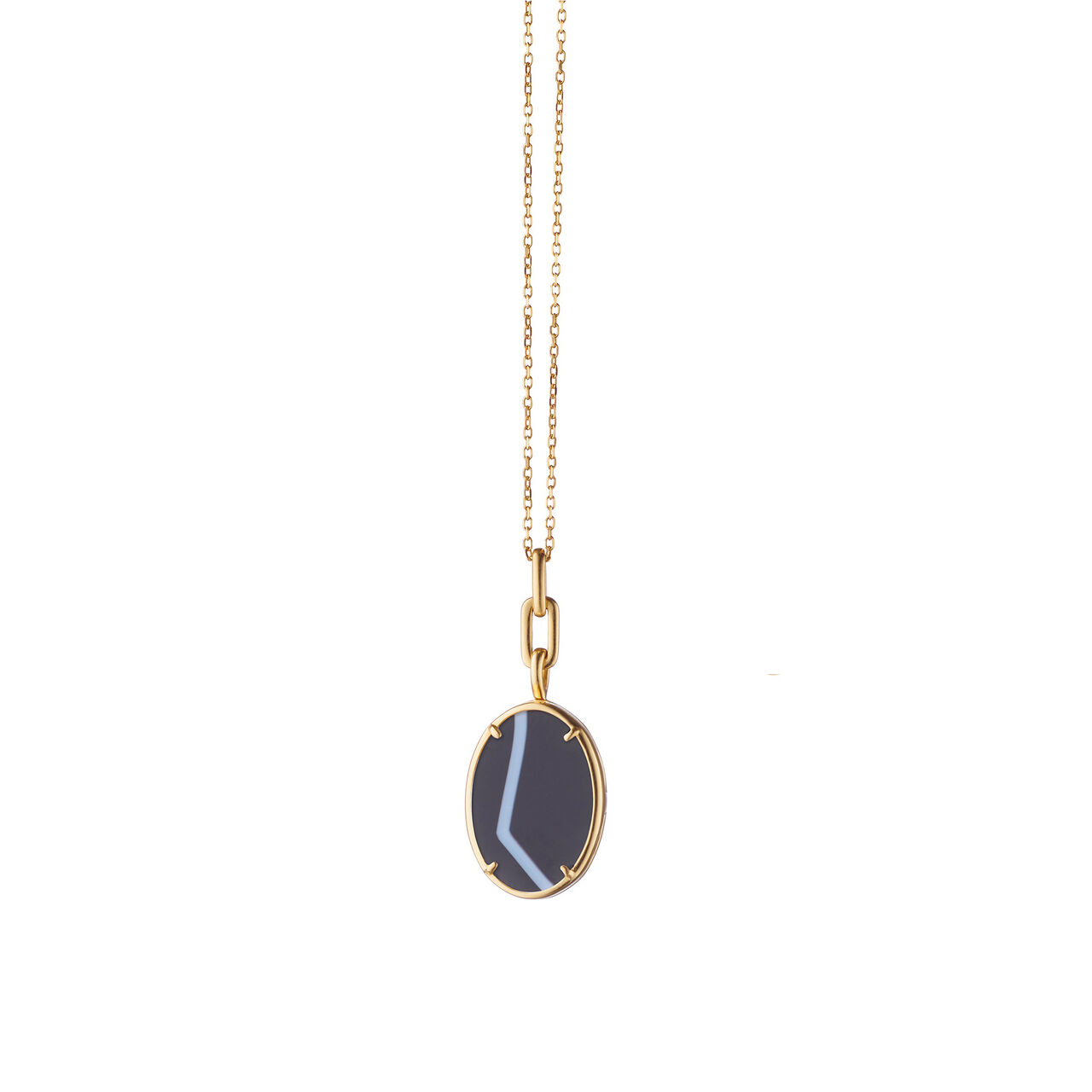Monica Rich Kosann Slim Lockets Elle Oval Yellow Gold and Agate Locket 44422 image number 0