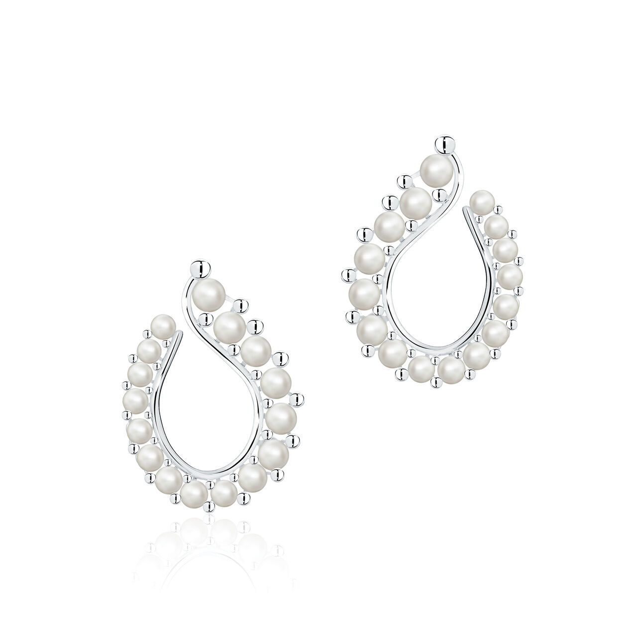 Birks Pearls Boucles d'oreilles larmes en argent ornées d'une perle d'eau douce baroque image number 0