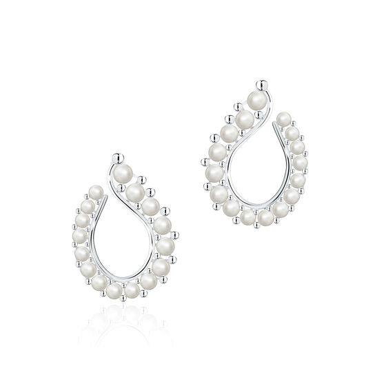 Birks Pearls Boucles d'oreilles larmes en argent ornées d'une perle d'eau douce baroque image number 0