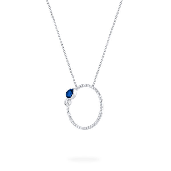 Pendentif type disque en saphir et diamants