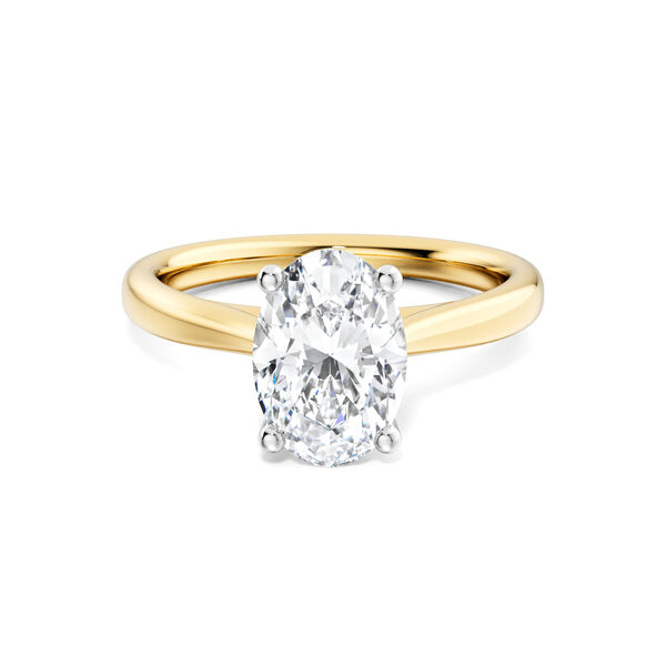Bague de fian&ccedil;ailles solitaire avec diamant taille ovale en or jaune
