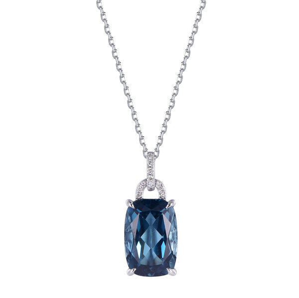 London Blue Topaz Pendant in White Gold
