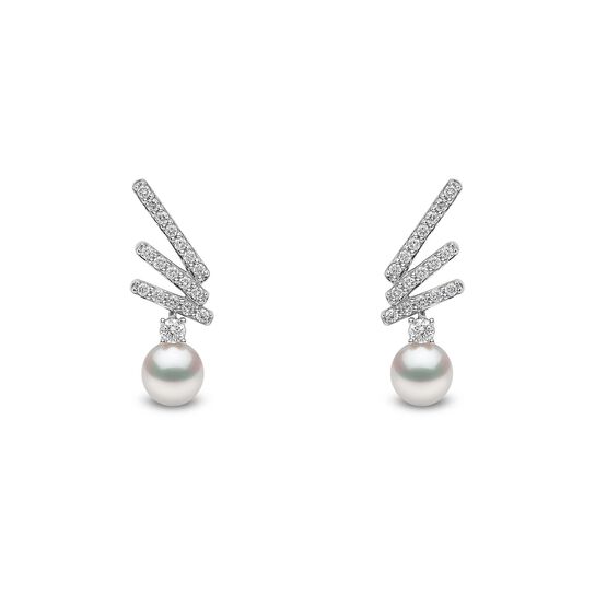 yoko london sleek white gold pearl 3 diamond bar stud earrings qye2203 7x front image number 0