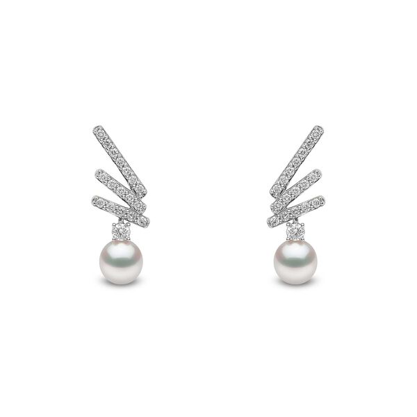 Boucles d'oreilles Sleek en or blanc avec perles et diamants