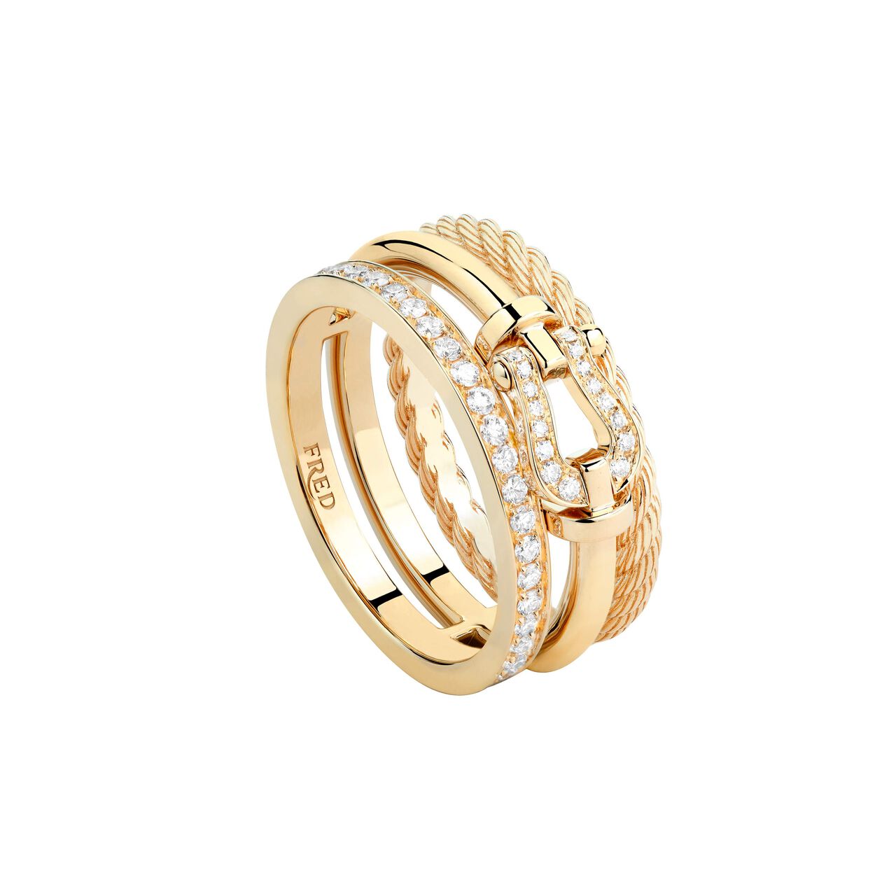 Fred Force 10 Rise Yellow Gold and Diamond Pav&eacute; Ring 4B2015 image number 0