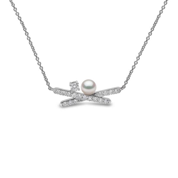 Collier Sleek en or blanc avec une perle et diamants