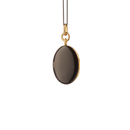 Médaillon Oval Locket X Color en vermeil d'or jaune avec émail noir image number 2