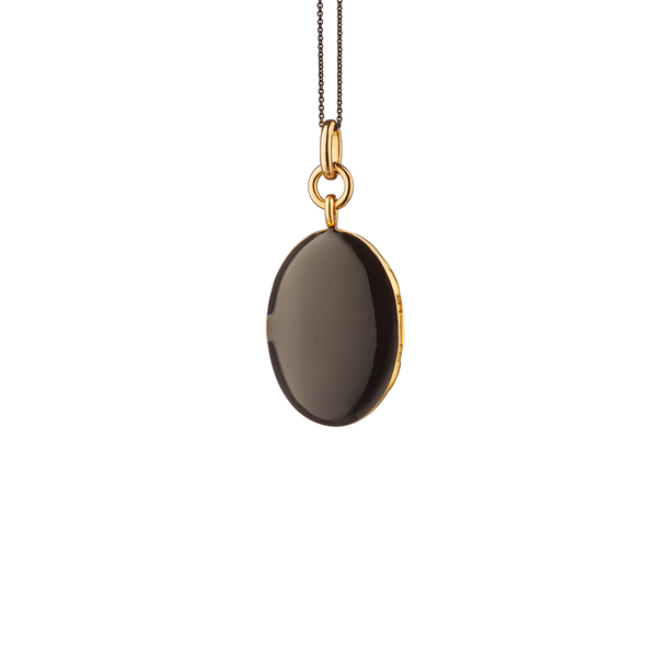 Médaillon Oval Locket X Color en vermeil d'or jaune avec émail noir