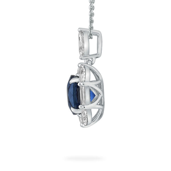 Sapphire Cushion-Cut Pendant with Diamonds in White Gold