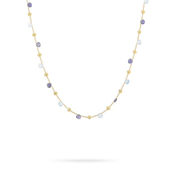 Paradise Short Yellow Gold Iolite & Blue Topaz Necklace