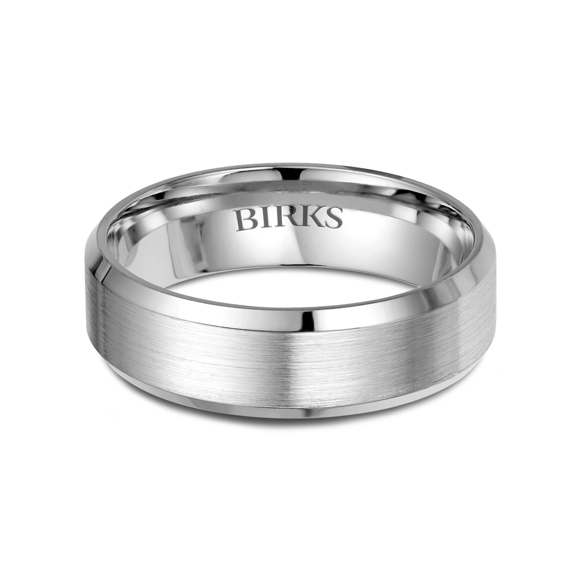 Birks Mens 6 mm 18K White Gold Wedding Band with Satin Finish Size 10