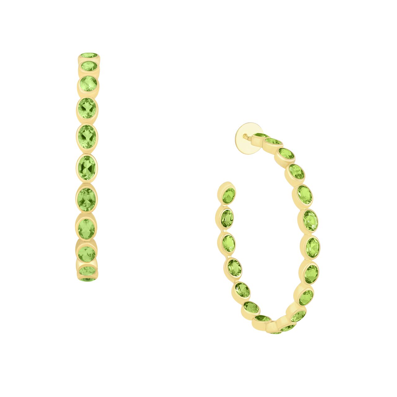 Peridot Bezel Set Hoop Earrings image number 0