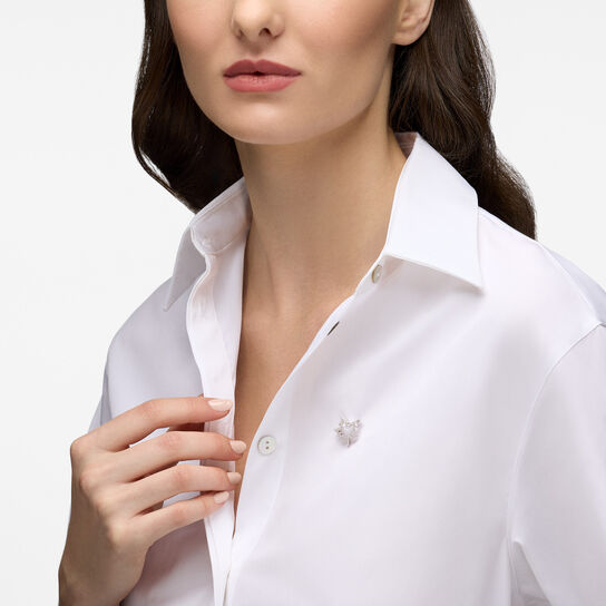 Birks Essentials Maple Leaf Diamond Brooch, White Gold on model image number 1