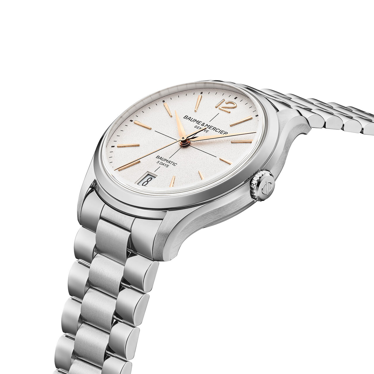 Men's Baume & Mercier Clifton Baumatic Automatic 39 mm Stainless Steel Watch, side view image number 2
