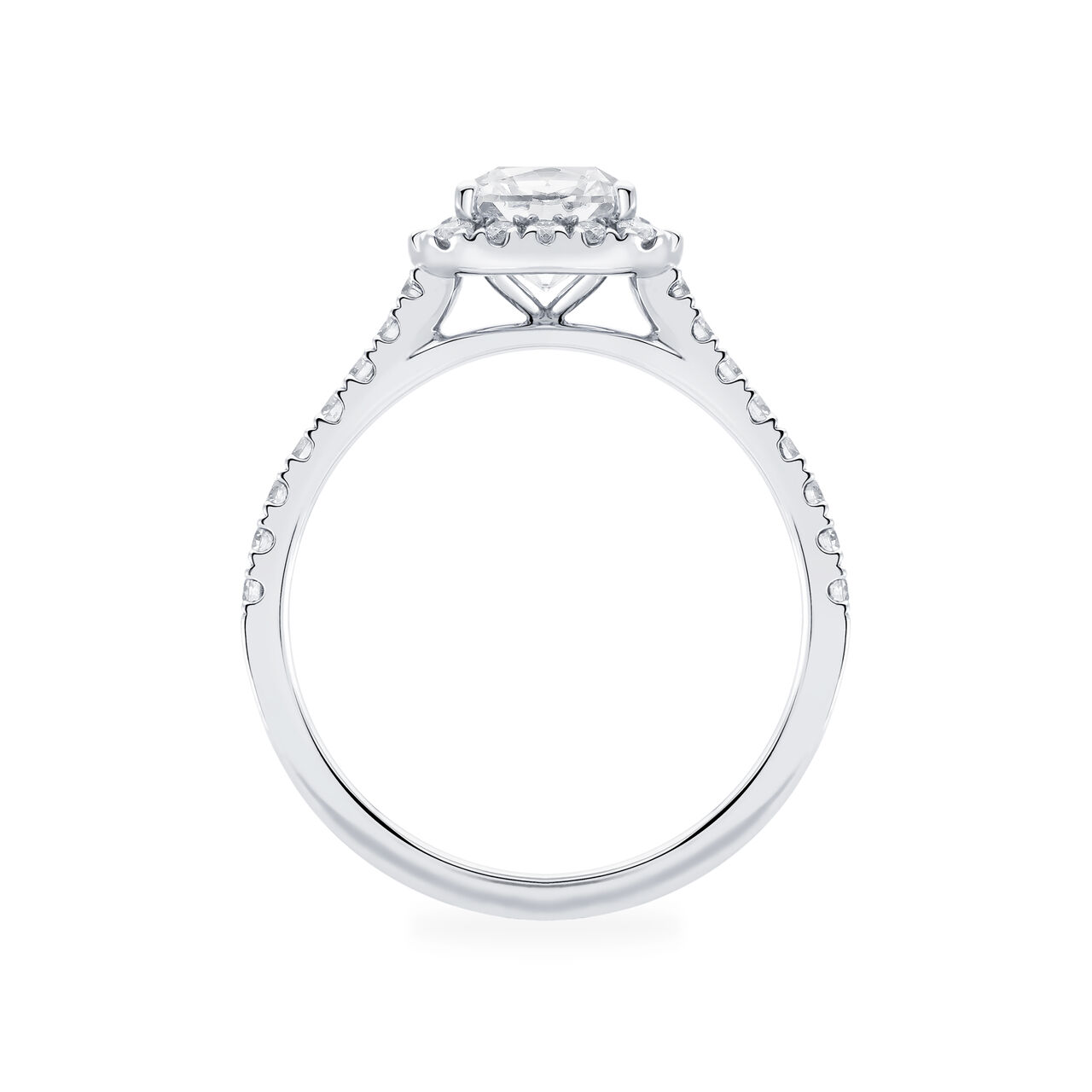 bijoux birks rosee du matin cushion cut diamond engagement ring with halo and pave band image number 3