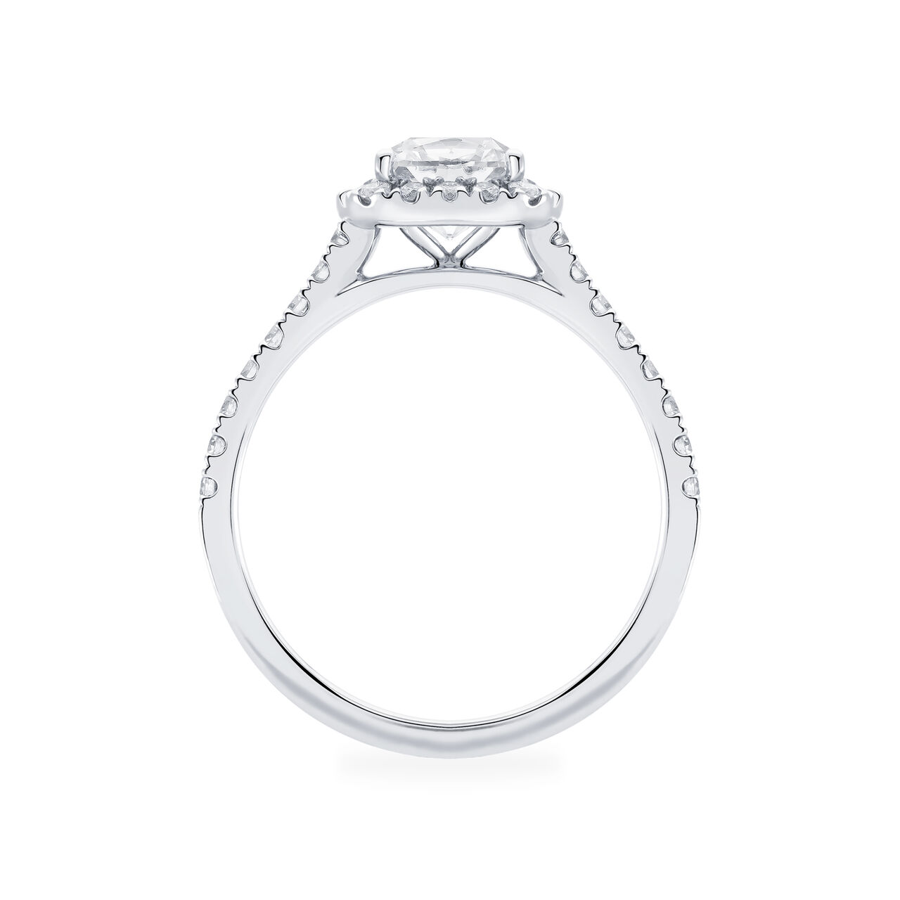 bijoux birks rosee du matin cushion cut diamond engagement ring with halo and pave band image number 3