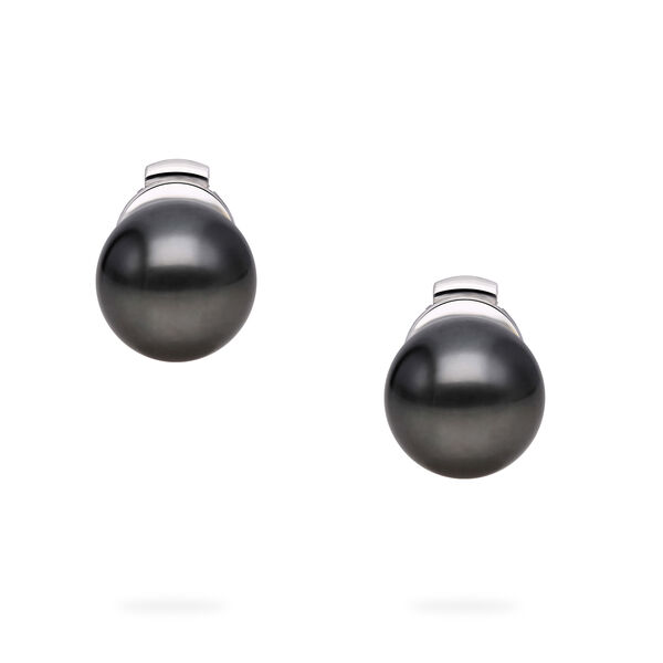 Boucles d'oreilles en perles de Tahiti de 10 &agrave; 10,5 mm, en or blanc