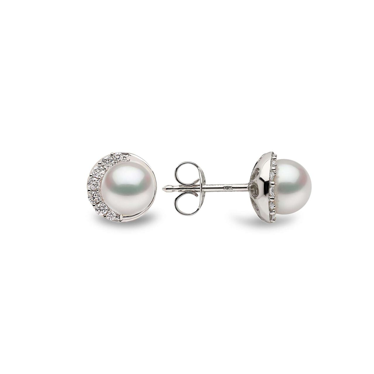 yoko london pearl diamond stud earrings white gold tem0219 7f front side image number 2