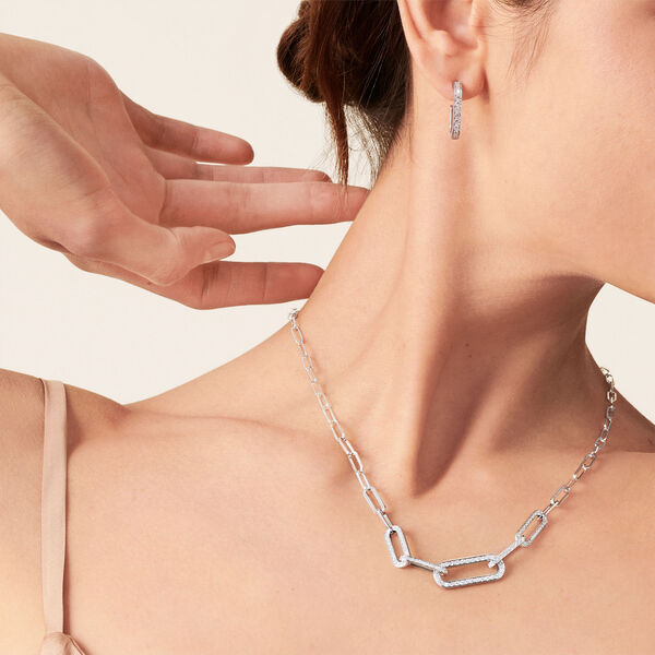 Maillon Large White Gold and Diamond Pavé Link Chain