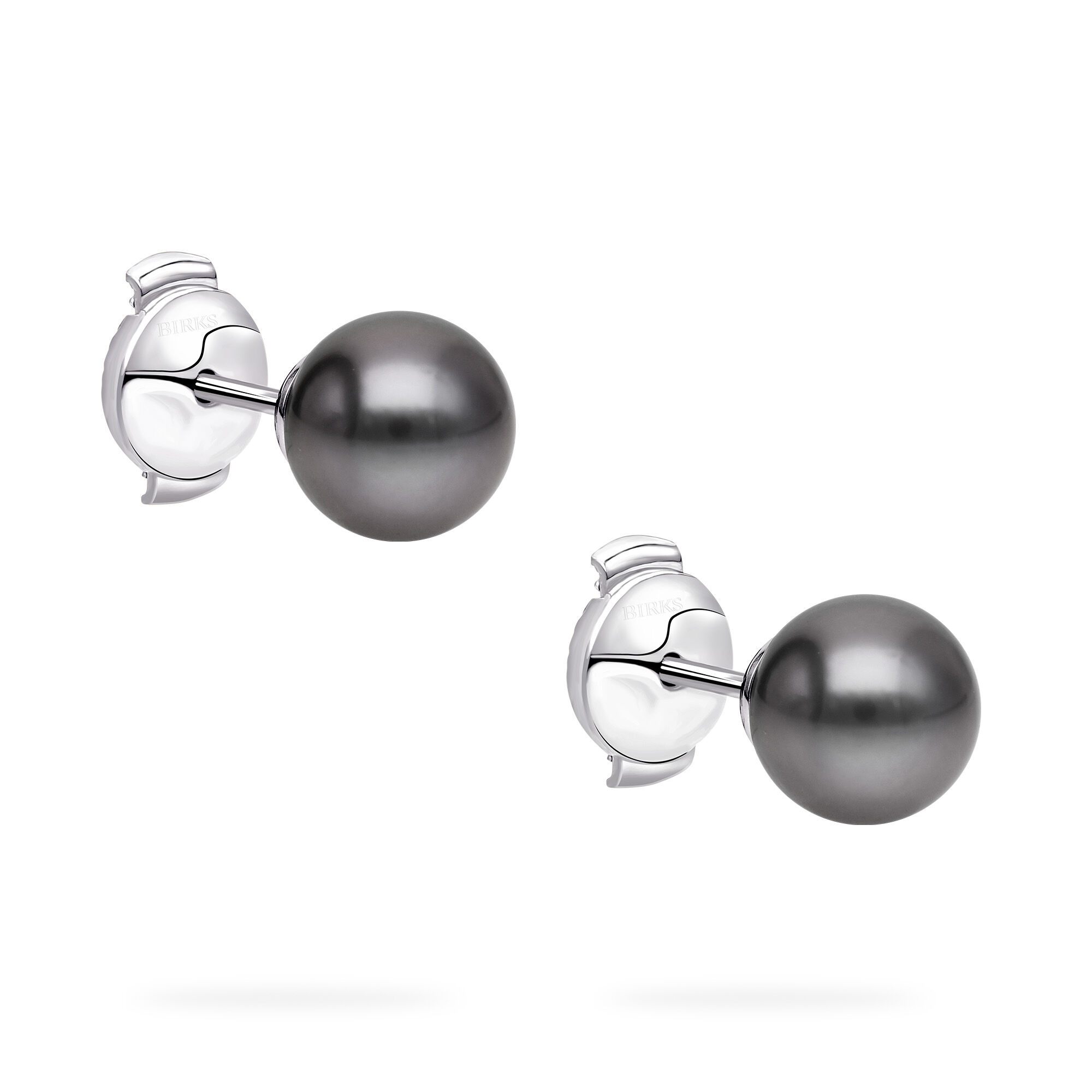 8.5-9 mm Tahitian Pearl Earrings in White Gold