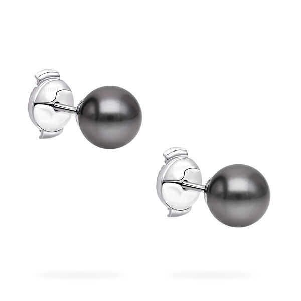 Boucles d'oreilles en perles de Tahiti de 8,5 &agrave; 9 mm, en or blanc