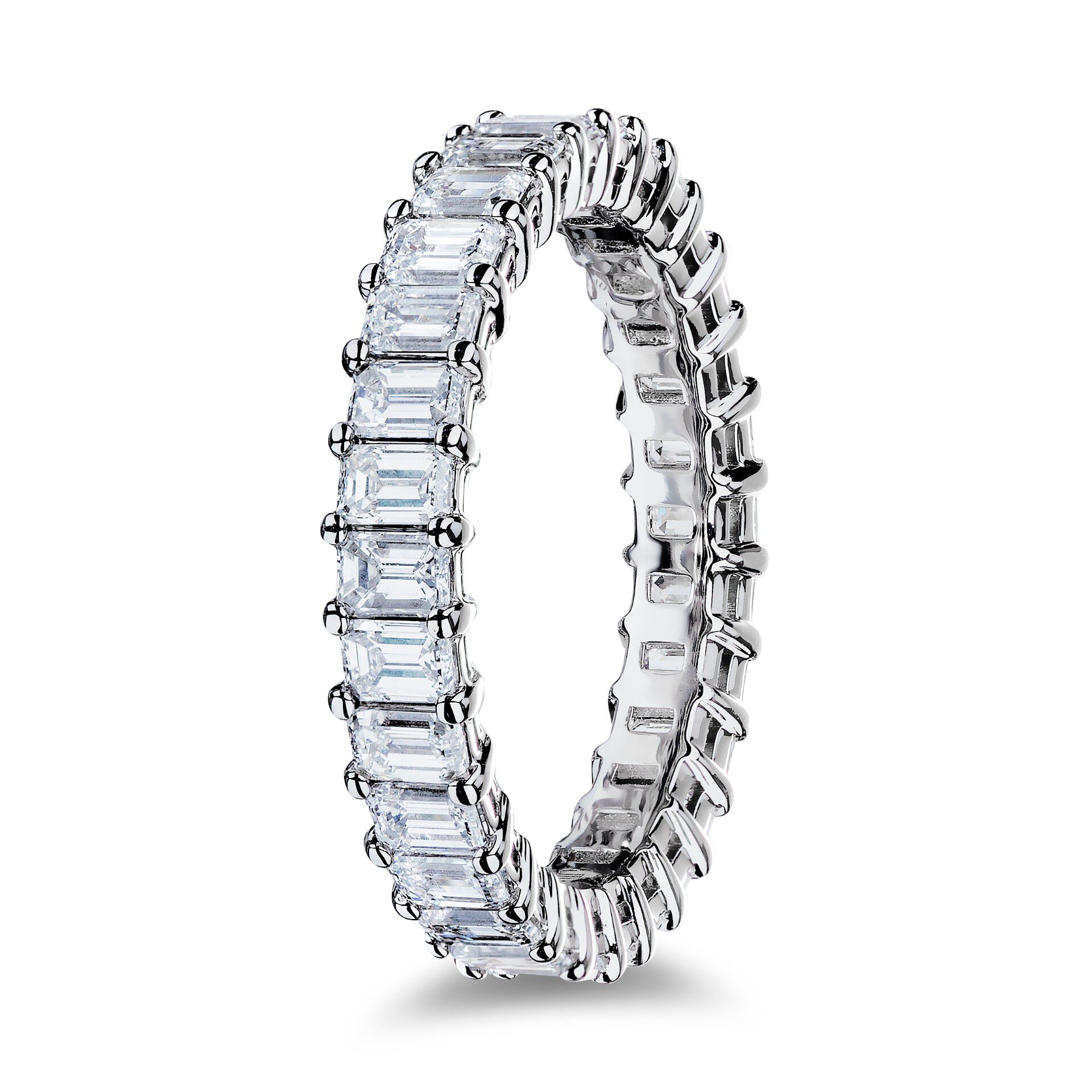 Platinum 2.40ct Emerald Cut Eternity Band