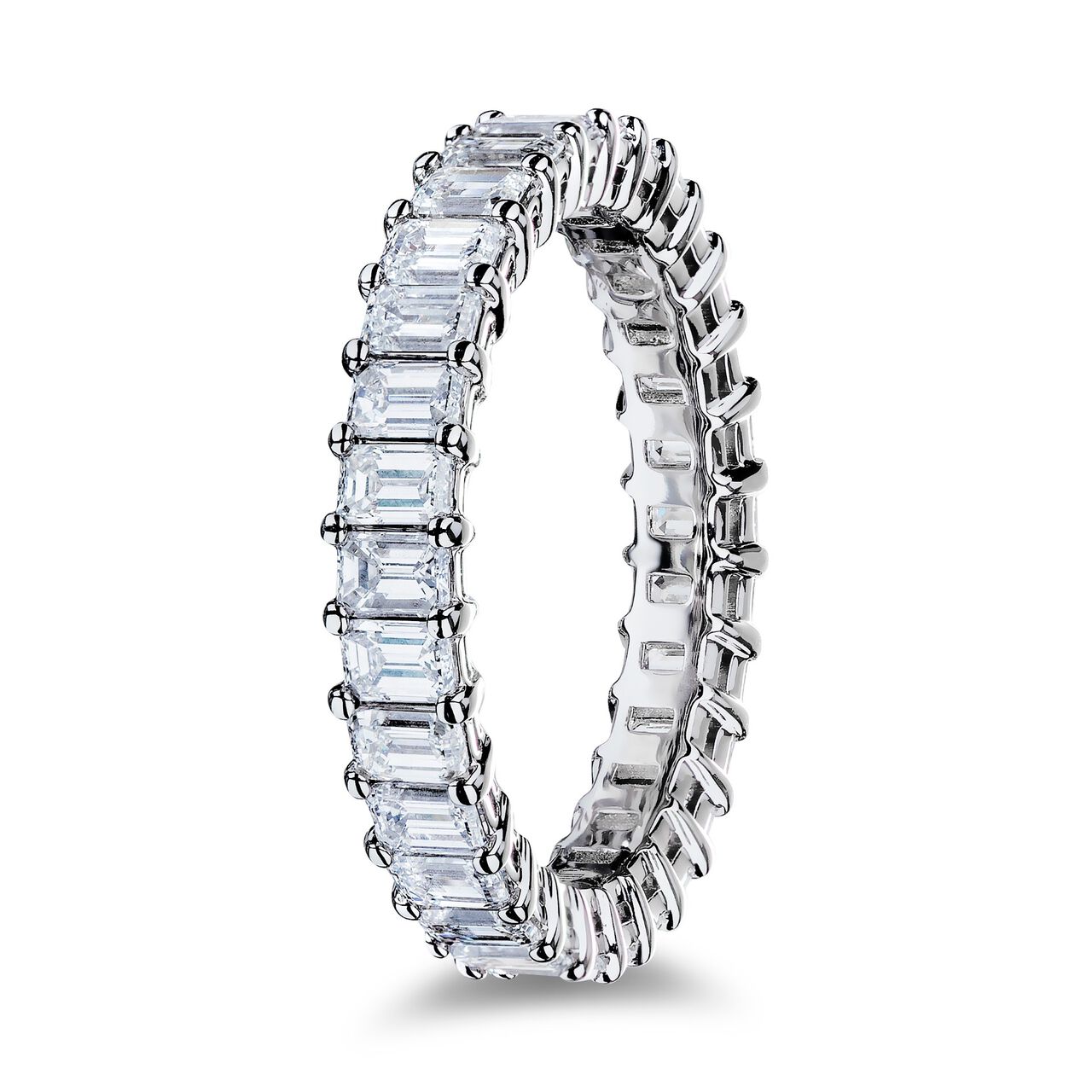 Platinum 2.40ct Emerald Cut Eternity Band image number 1