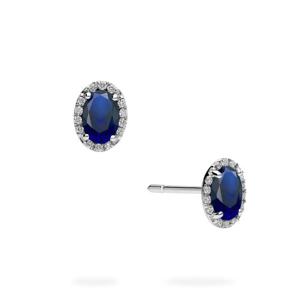 Boucles d'oreilles en or blanc avec saphirs et diamants