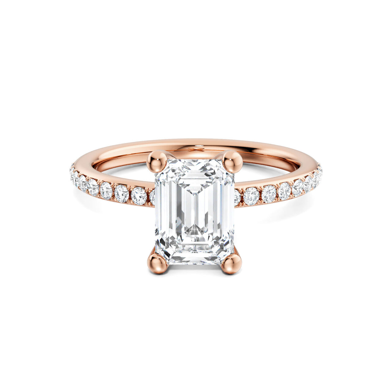 Birks Ros&eacute;e du Matin Bague de fian&ccedil;ailles solitaire en diamant taille &eacute;meraude en or rose image number 0