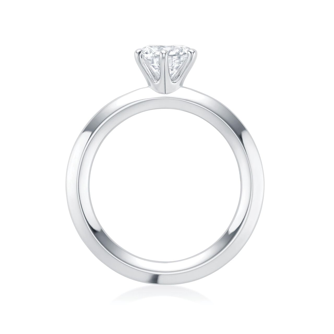 White Gold Round Solitaire Diamond Engagement Ring image number 1