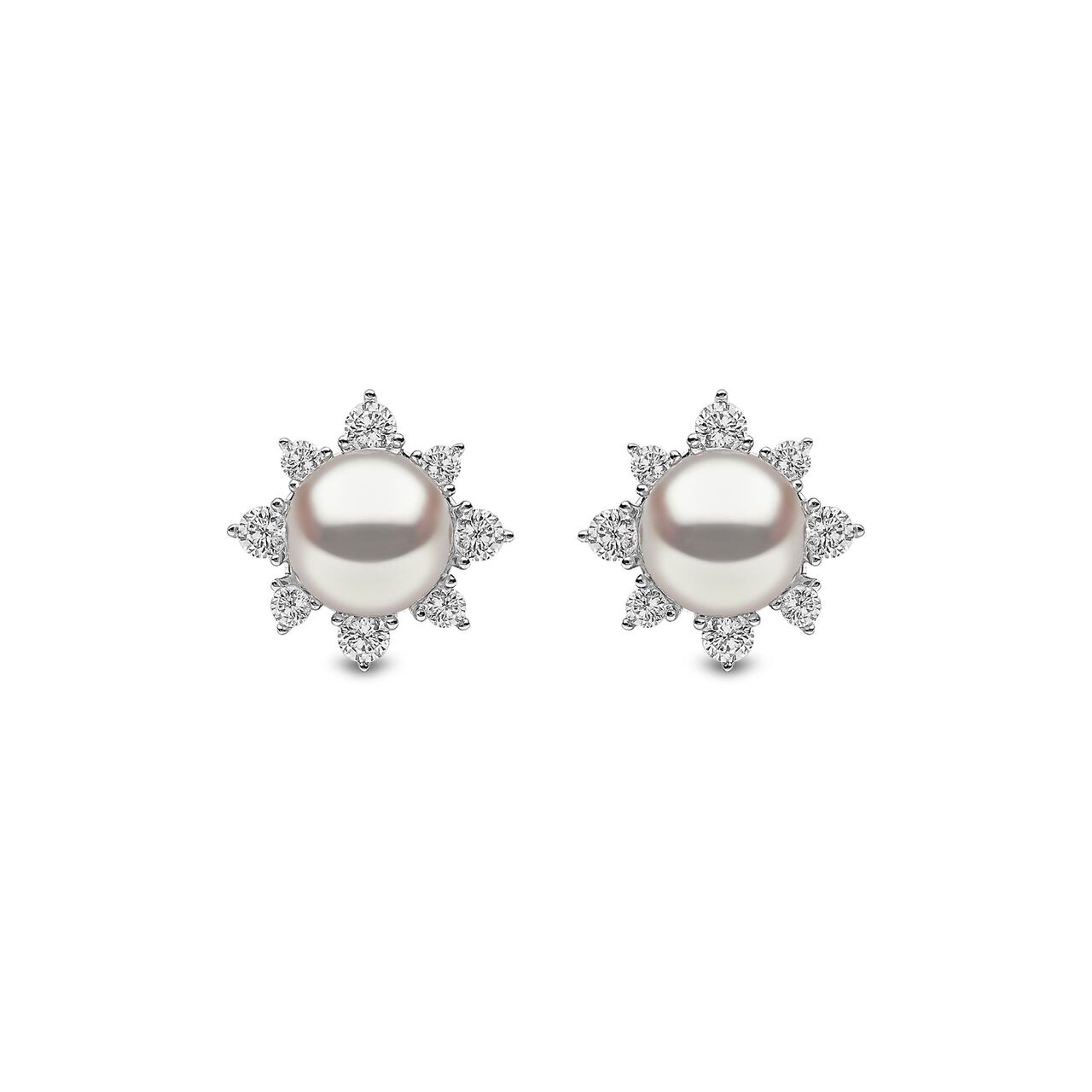 yoko london trend white gold diamond pearl sunburst stud earrings tem0216 7f front image number 0