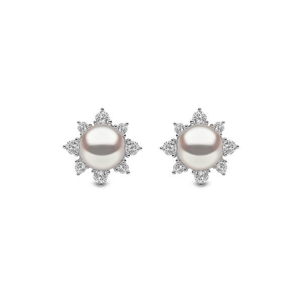 Boucles d'oreilles clous Trend en or blanc avec perles et diamants