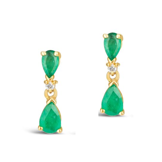 maison birks salon yellow gold and emerald teardrop earrings e7148e18kt front image number 0