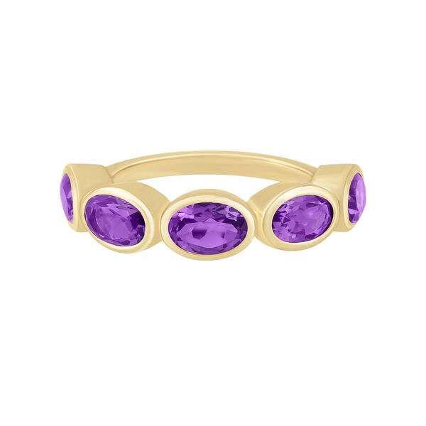 Oval Shape Amethyst Bezel Ring